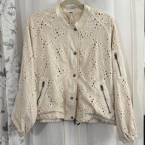 Free People Daisy Jane Eyelet Bomber Jacket